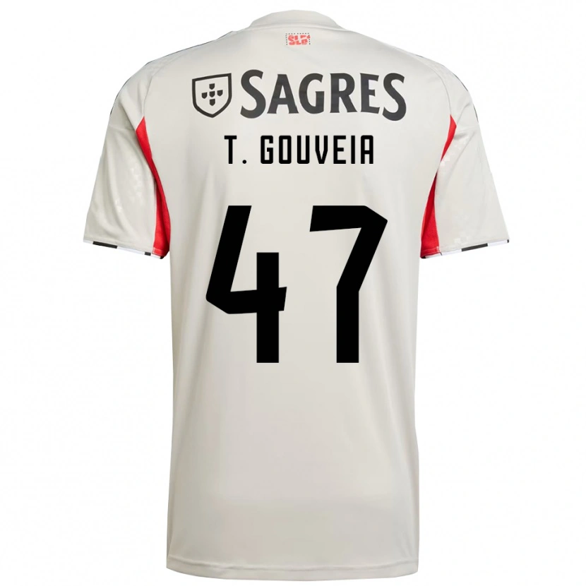 Danxen Homme Maillot Tiago Gouveia #47 Blanc Cassé Rouge Tenues Extérieur 2025/26 T-Shirt