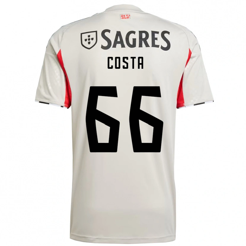 Danxen Homme Maillot Rute Costa #66 Blanc Cassé Rouge Tenues Extérieur 2025/26 T-Shirt