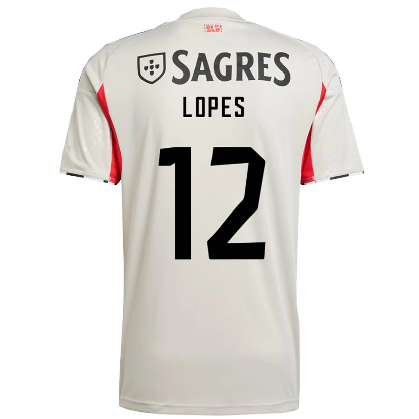 Danxen Homme Maillot Leonardo Lopes #12 Blanc Cassé Rouge Tenues Extérieur 2025/26 T-Shirt
