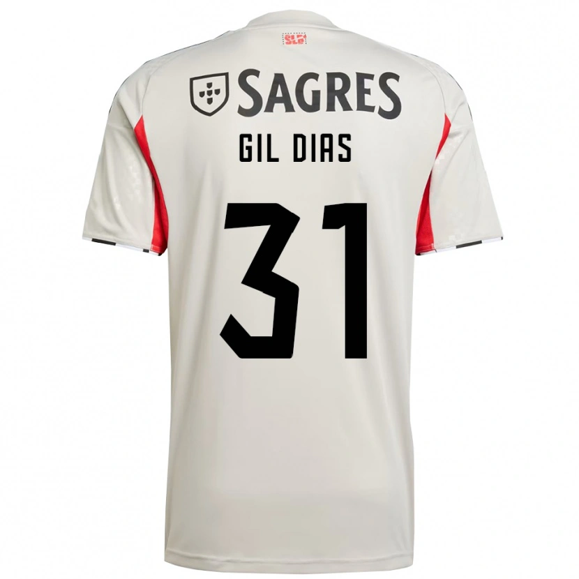 Danxen Homme Maillot Gil Dias #31 Blanc Cassé Rouge Tenues Extérieur 2025/26 T-Shirt