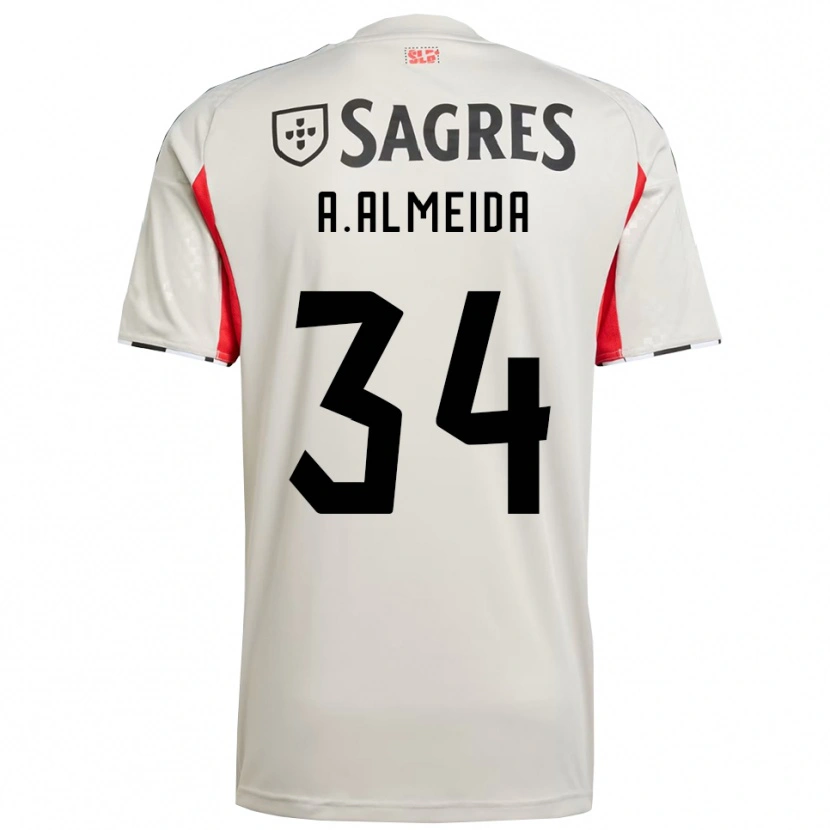 Danxen Homme Maillot Andre Almeida #34 Blanc Cassé Rouge Tenues Extérieur 2025/26 T-Shirt