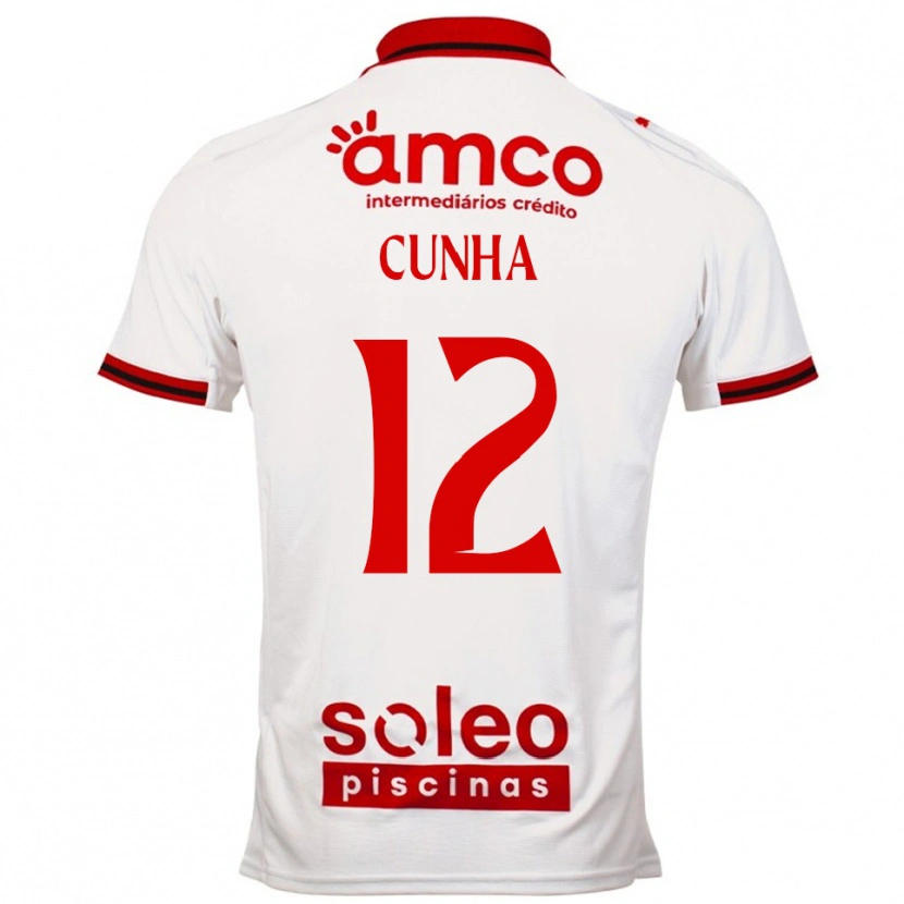 Danxen Homme Maillot Romário Cunha #12 Blanc Rouge Tenues Extérieur 2025/26 T-Shirt