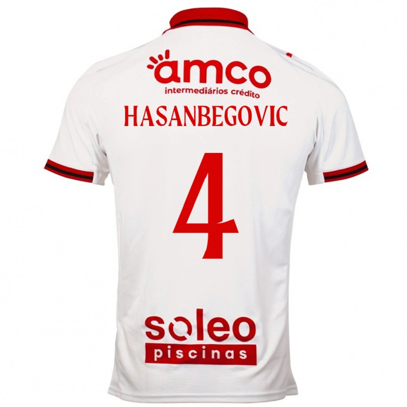 Danxen Homme Maillot Melisa Hasanbegović #4 Blanc Rouge Tenues Extérieur 2025/26 T-Shirt