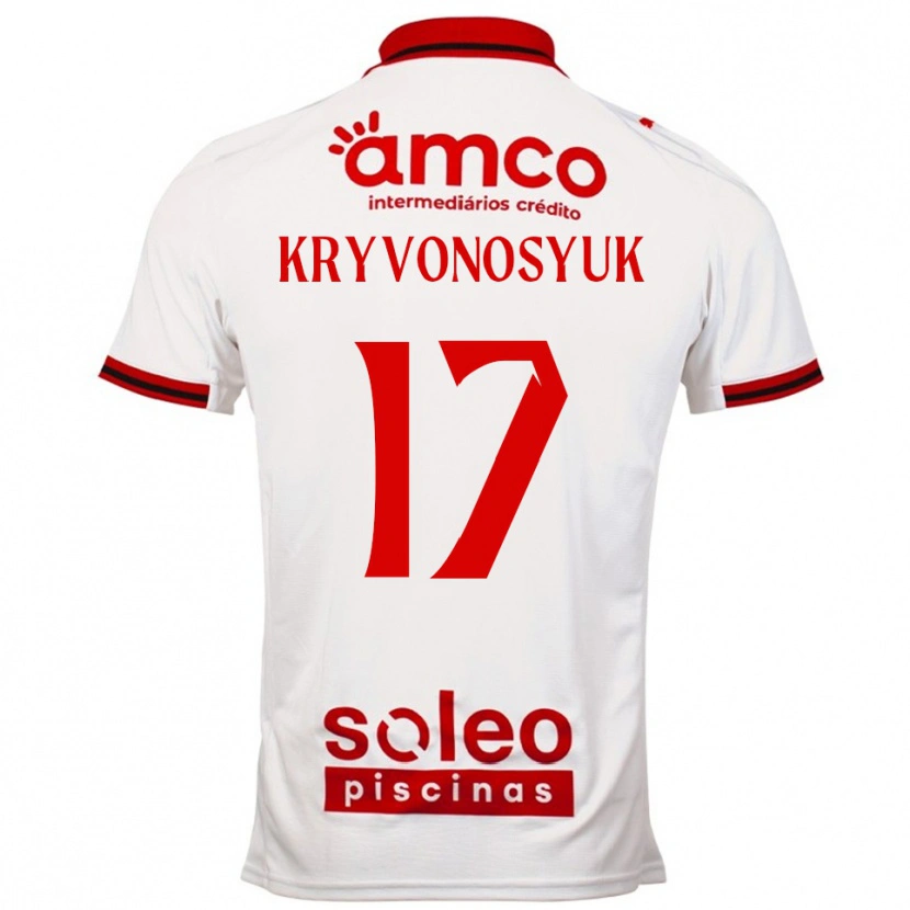 Danxen Homme Maillot Leonardo Kryvonosyuk #17 Blanc Rouge Tenues Extérieur 2025/26 T-Shirt