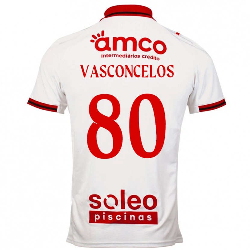 Danxen Homme Maillot Vasconcelos #80 Blanc Rouge Tenues Extérieur 2025/26 T-Shirt