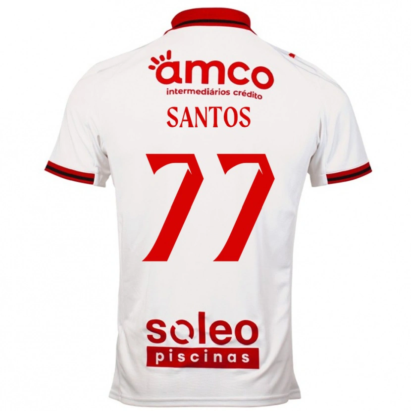 Danxen Homme Maillot Edu Santos #77 Blanc Rouge Tenues Extérieur 2025/26 T-Shirt