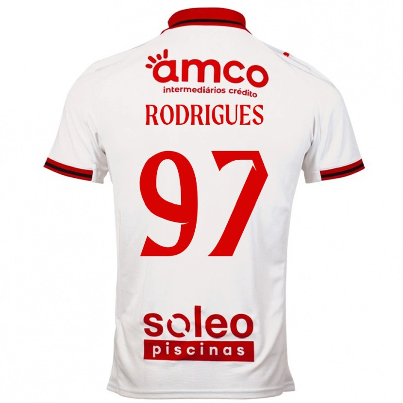 Danxen Homme Maillot Dinis Rodrigues #97 Blanc Rouge Tenues Extérieur 2025/26 T-Shirt