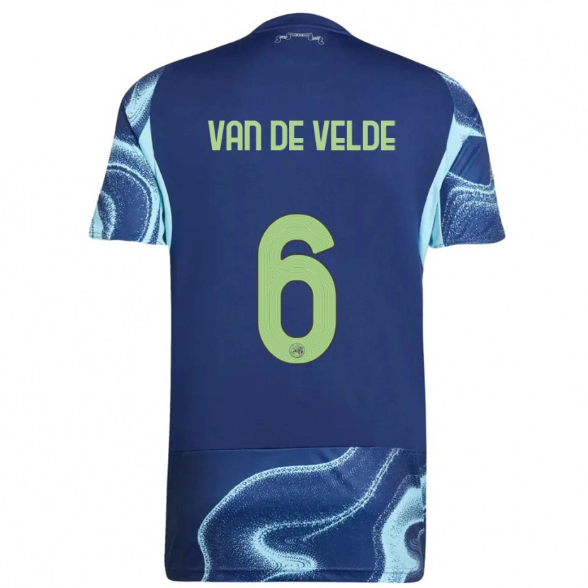 Danxen Homme Maillot Jonna Van De Velde #6 Marine Bleu Ciel Tenues Extérieur 2025/26 T-Shirt