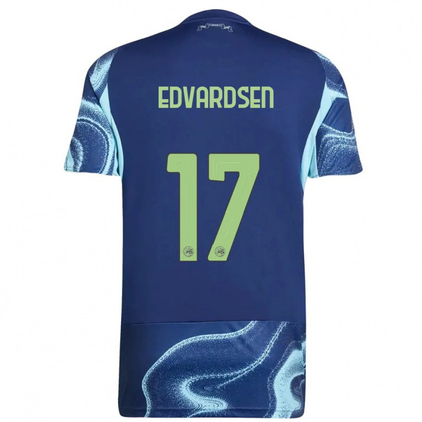 Danxen Homme Maillot Oliver Edvardsen #17 Marine Bleu Ciel Tenues Extérieur 2025/26 T-Shirt