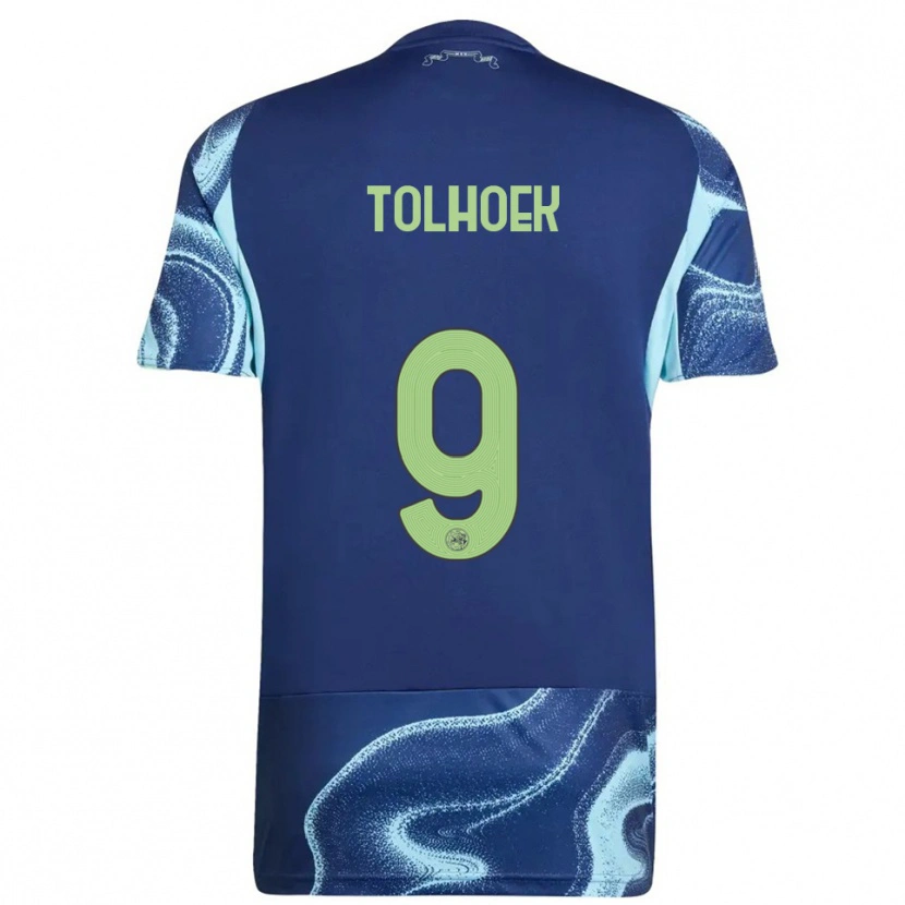 Danxen Homme Maillot Danique Tolhoek #9 Marine Bleu Ciel Tenues Extérieur 2025/26 T-Shirt