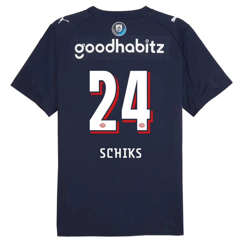 Danxen Homme Maillot Niek Schiks #24 Marine Blanc Tenues Extérieur 2025/26 T-Shirt