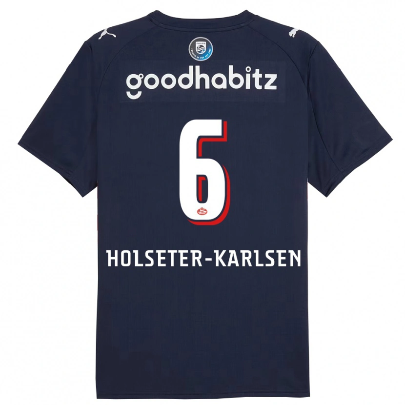 Danxen Homme Maillot Philip Holseter-Karlsen #6 Marine Blanc Tenues Extérieur 2025/26 T-Shirt