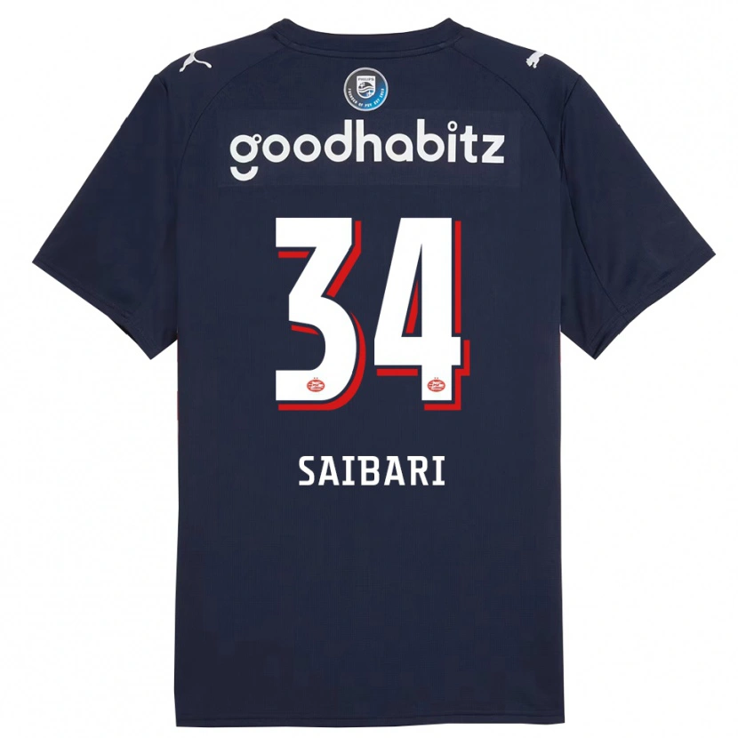 Danxen Homme Maillot Ismael Saibari #34 Marine Blanc Tenues Extérieur 2025/26 T-Shirt