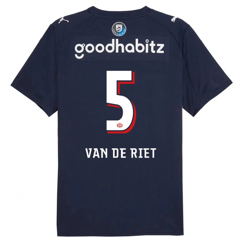 Danxen Homme Maillot Raf Van De Riet #5 Marine Blanc Tenues Extérieur 2025/26 T-Shirt