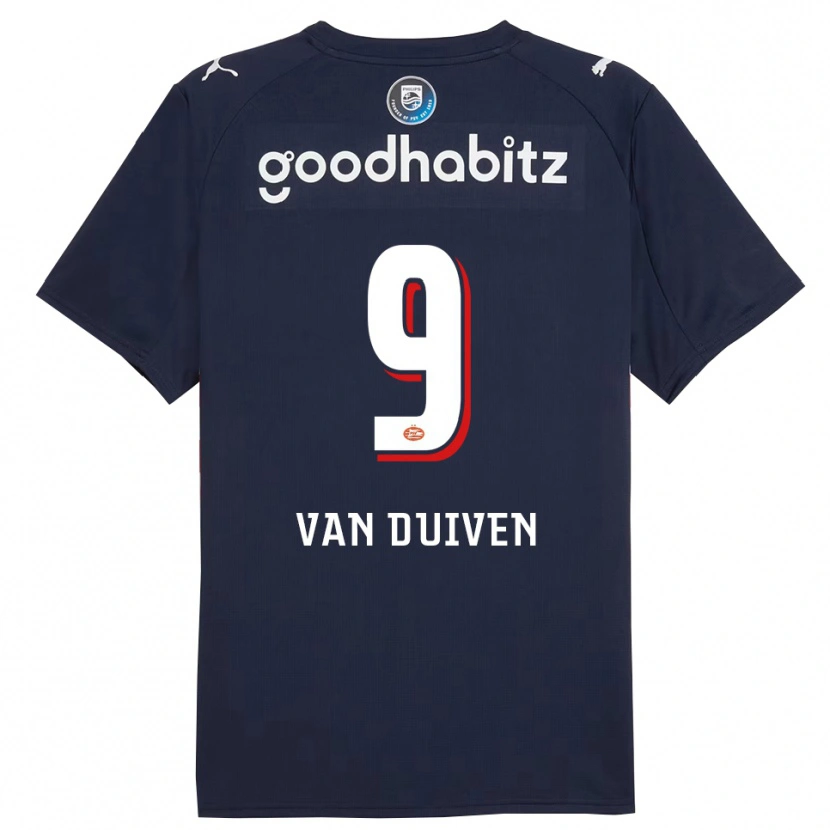 Danxen Homme Maillot Robin Van Duiven #9 Marine Blanc Tenues Extérieur 2025/26 T-Shirt