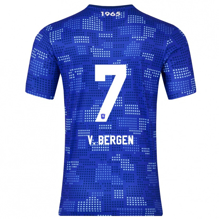 Danxen Homme Maillot Mitchell Van Bergen #7 Bleu Bleu Ciel Tenues Extérieur 2025/26 T-Shirt