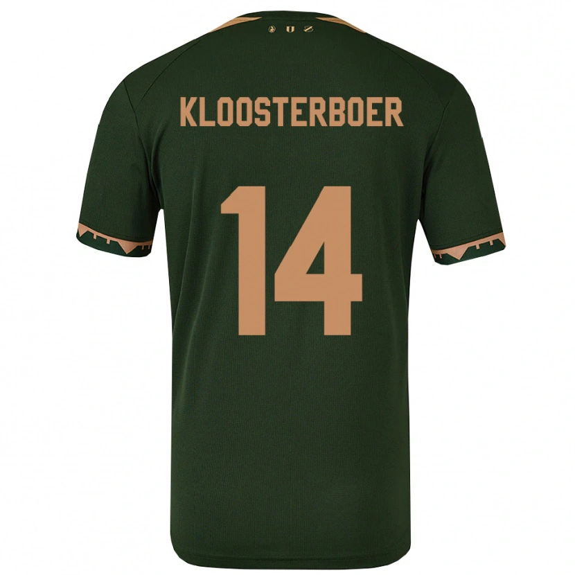 Danxen Homme Maillot Per Kloosterboer #14 Vert Or Tenues Extérieur 2025/26 T-Shirt