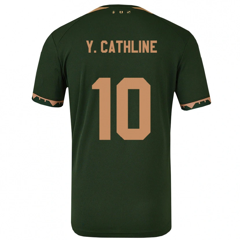 Danxen Homme Maillot Yoann Cathline #10 Vert Or Tenues Extérieur 2025/26 T-Shirt