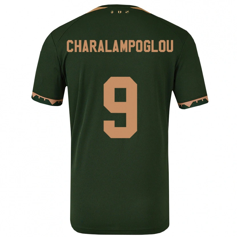 Danxen Homme Maillot Georgios Charalampoglou #9 Vert Or Tenues Extérieur 2025/26 T-Shirt