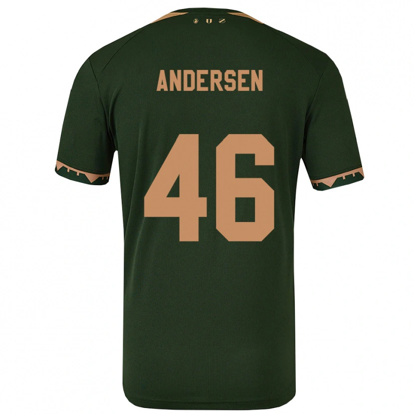 Danxen Homme Maillot Silas Andersen #46 Vert Or Tenues Extérieur 2025/26 T-Shirt