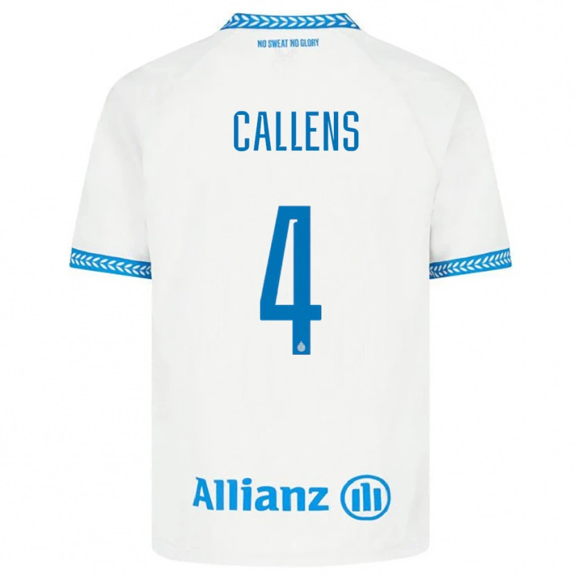 Danxen Homme Maillot Emiel Callens #4 Bleu Blanc Tenues Extérieur 2025/26 T-Shirt