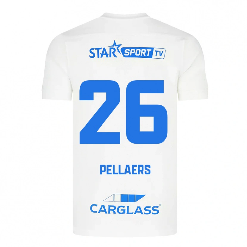 Danxen Homme Maillot Amanuel Pellaers #26 Blanc Bleu Tenues Extérieur 2025/26 T-Shirt