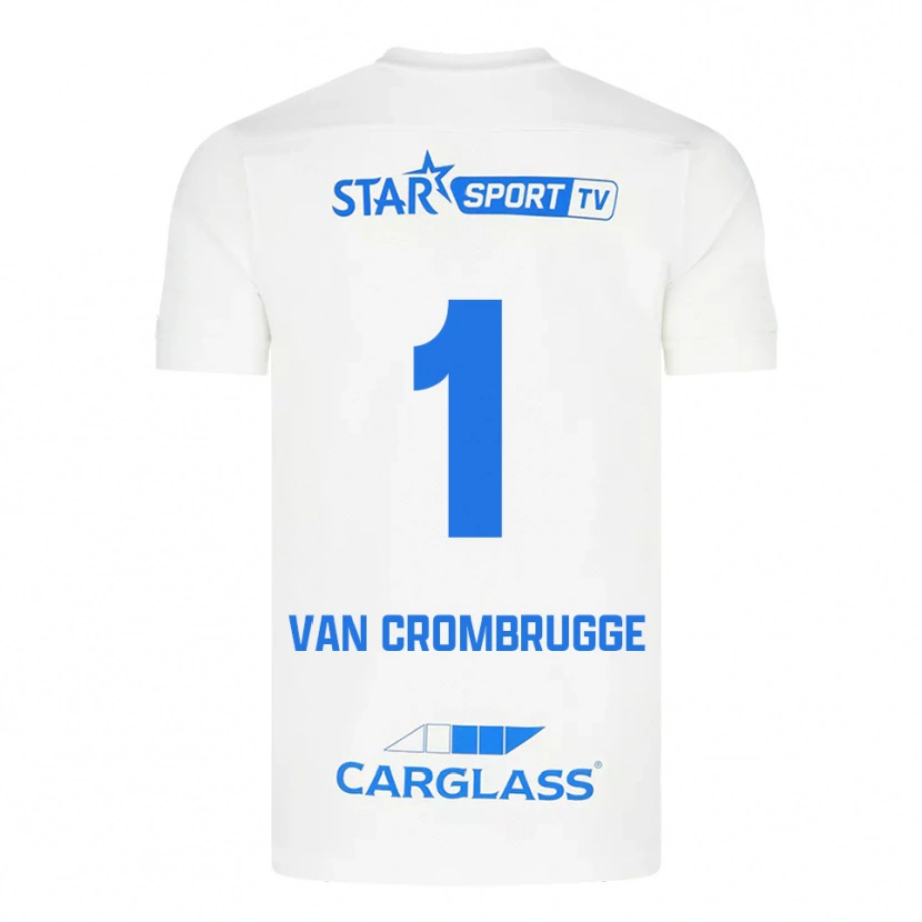 Danxen Homme Maillot Hendrik Van Crombrugge #1 Blanc Bleu Tenues Extérieur 2025/26 T-Shirt