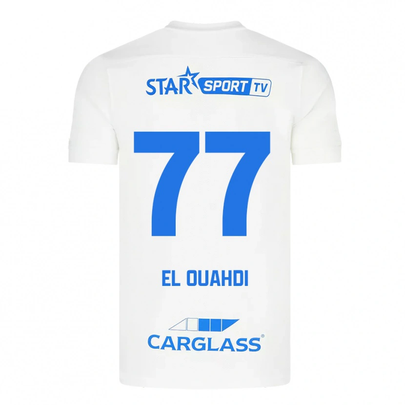 Danxen Homme Maillot Zakaria El Ouahdi #77 Blanc Bleu Tenues Extérieur 2025/26 T-Shirt