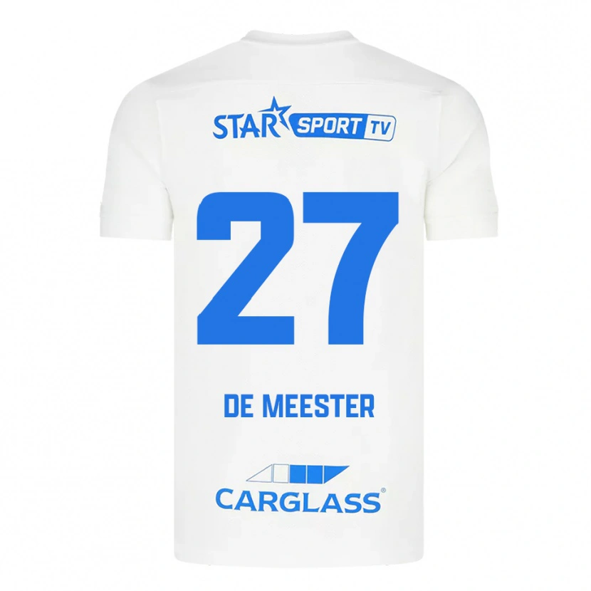 Danxen Homme Maillot Joyce De Meester #27 Blanc Bleu Tenues Extérieur 2025/26 T-Shirt