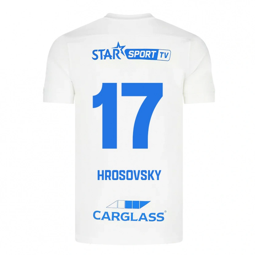 Danxen Homme Maillot Patrik Hrosovsky #17 Blanc Bleu Tenues Extérieur 2025/26 T-Shirt