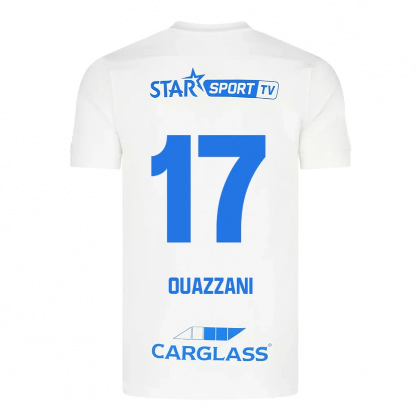 Danxen Homme Maillot Fady Ouazzani #17 Blanc Bleu Tenues Extérieur 2025/26 T-Shirt