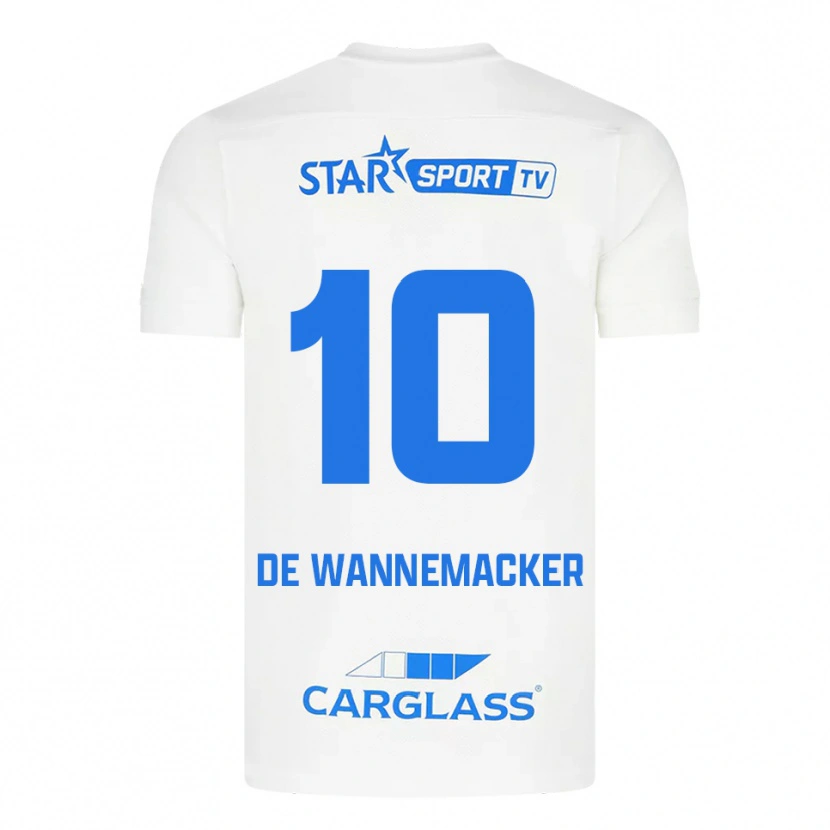 Danxen Homme Maillot August De Wannemacker #10 Blanc Bleu Tenues Extérieur 2025/26 T-Shirt
