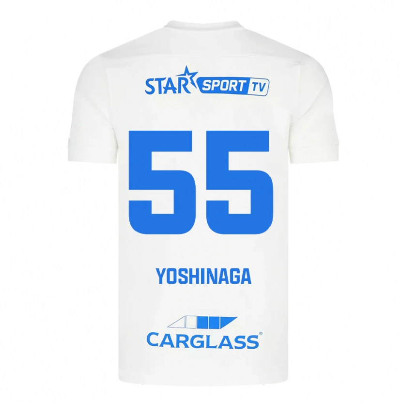 Danxen Homme Maillot Yumeki Yoshinaga #55 Blanc Bleu Tenues Extérieur 2025/26 T-Shirt