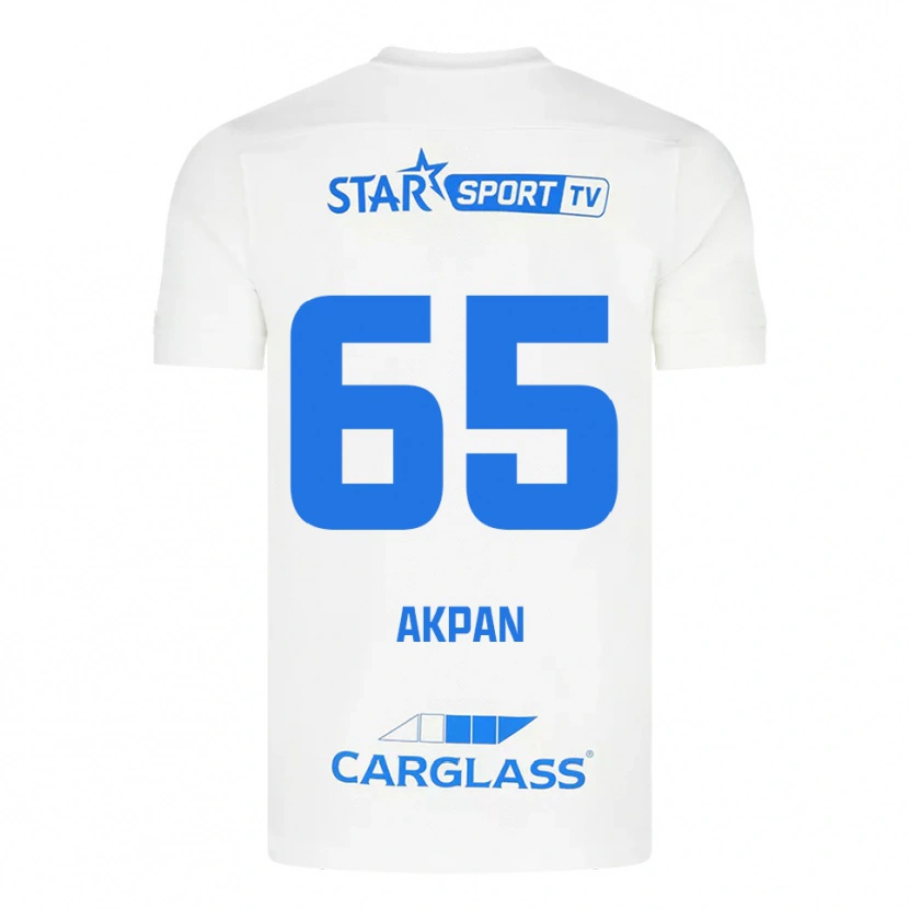 Danxen Homme Maillot Christian Akpan #65 Blanc Bleu Tenues Extérieur 2025/26 T-Shirt