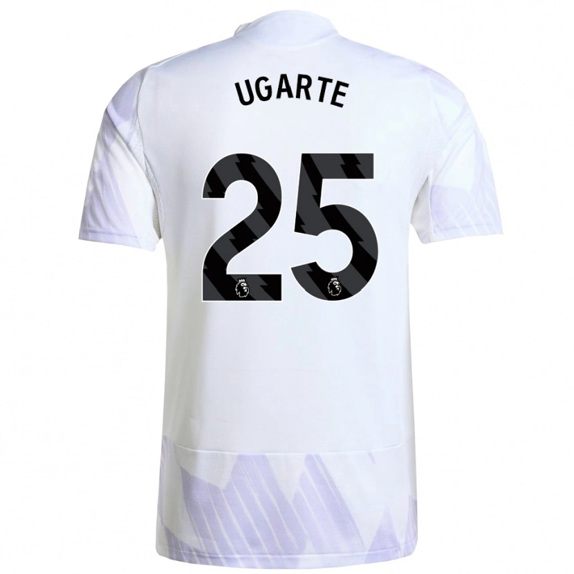 Danxen Homme Maillot Manuel Ugarte #25 Blanc Violet Violet Tenues Extérieur 2025/26 T-Shirt