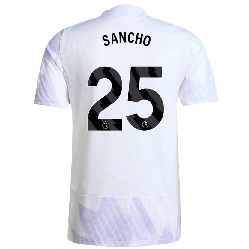 Danxen Homme Maillot Jadon Sancho #25 Blanc Violet Violet Tenues Extérieur 2025/26 T-Shirt