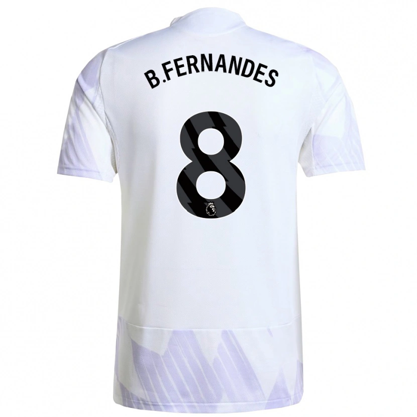 Danxen Homme Maillot Bruno Fernandes #8 Blanc Violet Violet Tenues Extérieur 2025/26 T-Shirt