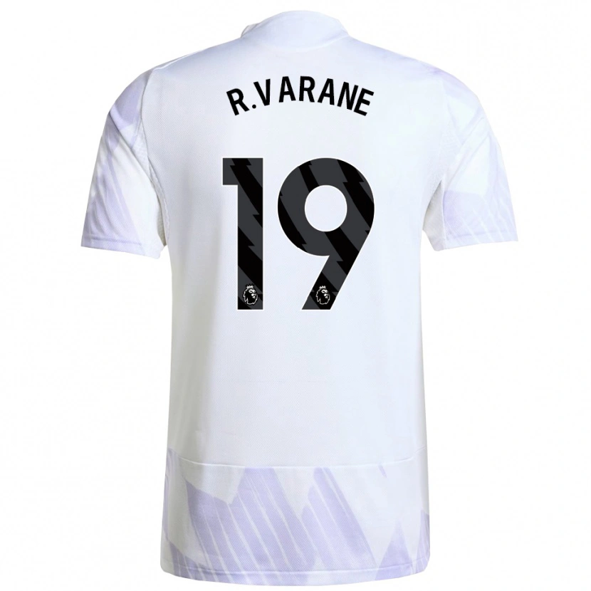 Danxen Homme Maillot Raphael Varane #19 Blanc Violet Violet Tenues Extérieur 2025/26 T-Shirt