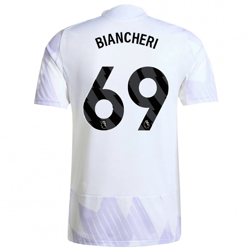 Danxen Homme Maillot Gabriele Biancheri #69 Blanc Violet Violet Tenues Extérieur 2025/26 T-Shirt