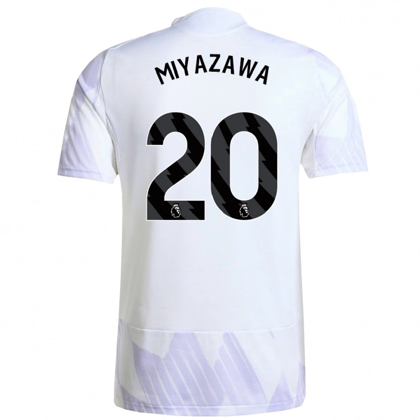 Danxen Homme Maillot Hinata Miyazawa #20 Blanc Violet Violet Tenues Extérieur 2025/26 T-Shirt