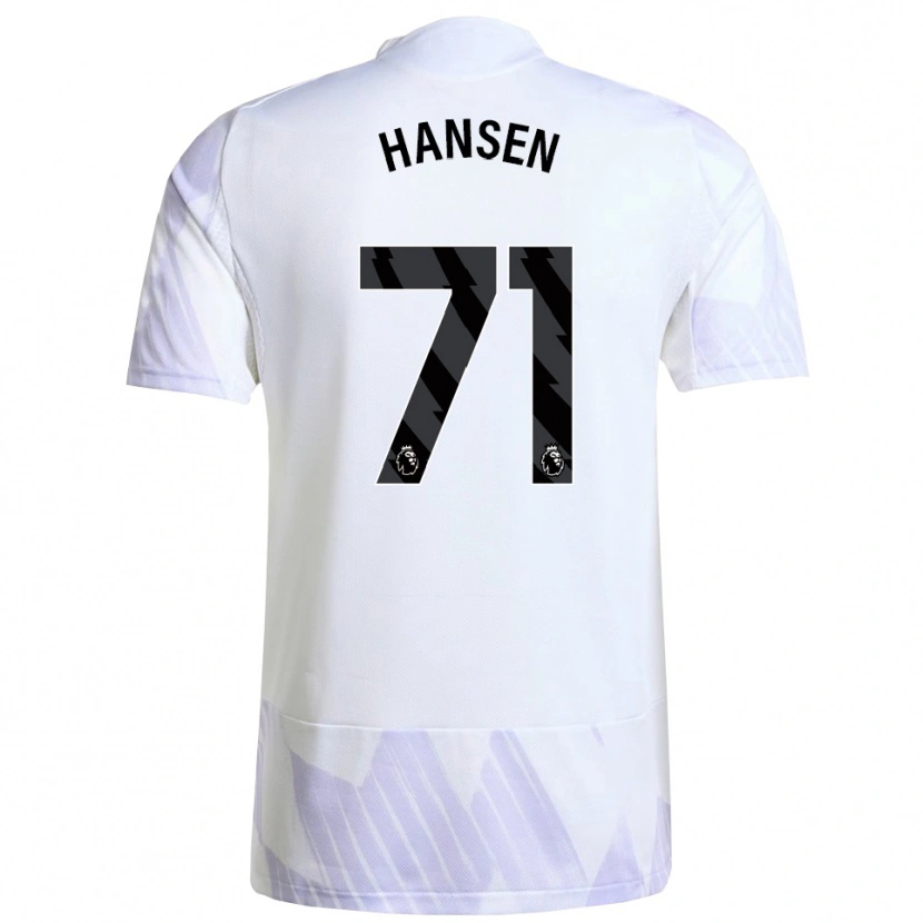 Danxen Homme Maillot Isak Hansen-Aaroen #71 Blanc Violet Violet Tenues Extérieur 2025/26 T-Shirt
