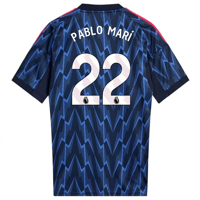 Danxen Homme Maillot Pablo Mari #22 Marine Rouge Tenues Extérieur 2025/26 T-Shirt