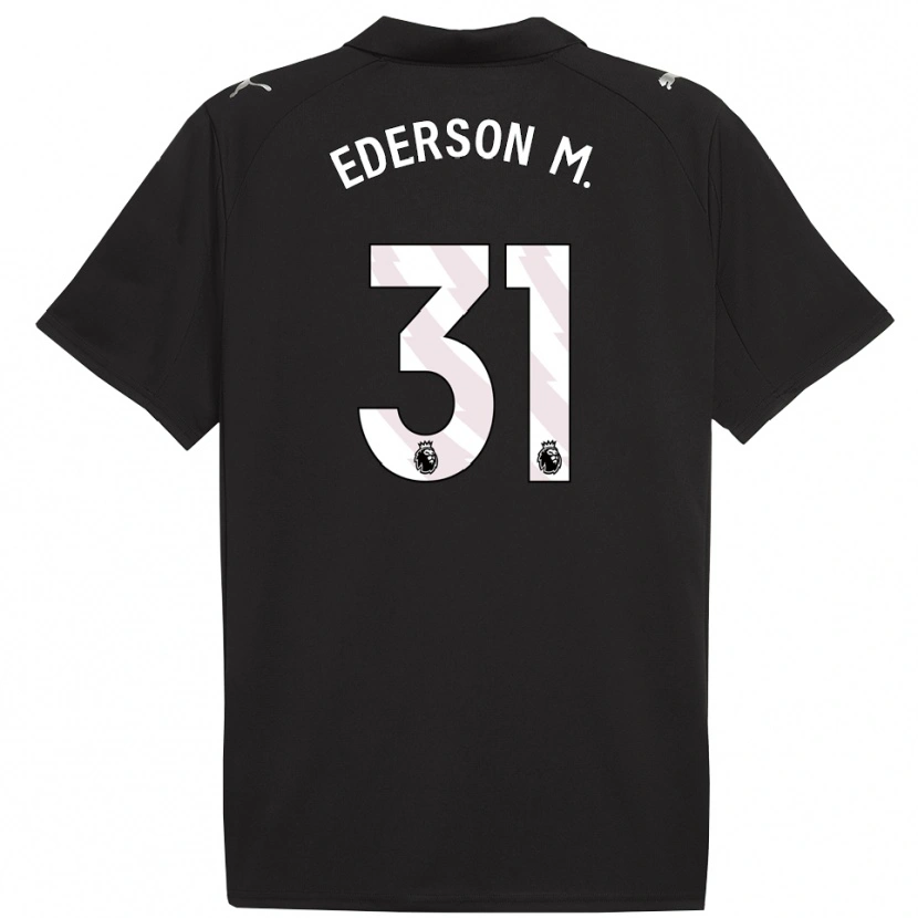 Danxen Homme Maillot Ederson #31 Noir Blanc Tenues Extérieur 2025/26 T-Shirt