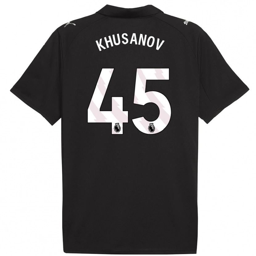 Danxen Homme Maillot Abdukodir Khusanov #45 Noir Blanc Tenues Extérieur 2025/26 T-Shirt