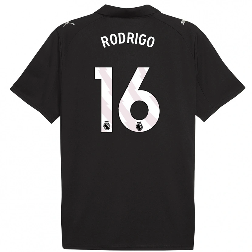 Danxen Homme Maillot Rodri #16 Noir Blanc Tenues Extérieur 2025/26 T-Shirt