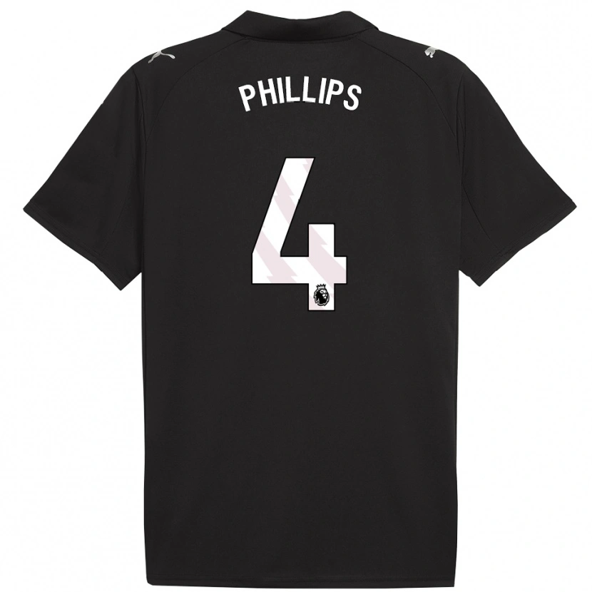 Danxen Homme Maillot Kalvin Phillips #4 Noir Blanc Tenues Extérieur 2025/26 T-Shirt