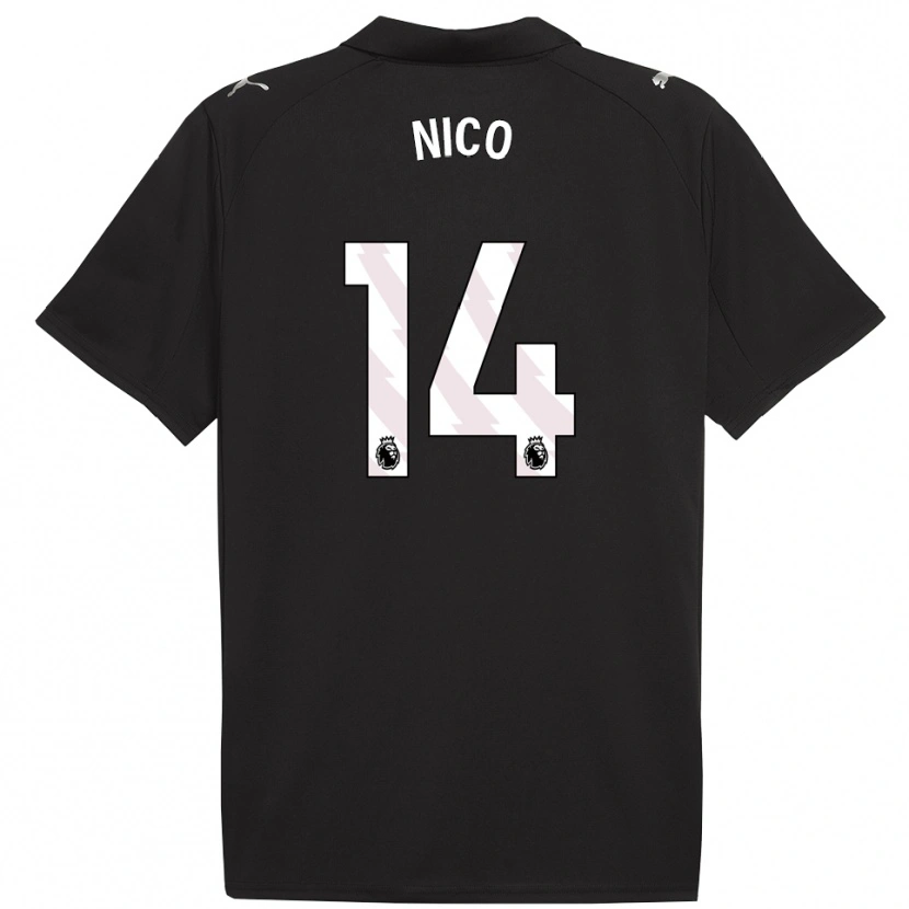 Danxen Homme Maillot Nico González #14 Noir Blanc Tenues Extérieur 2025/26 T-Shirt