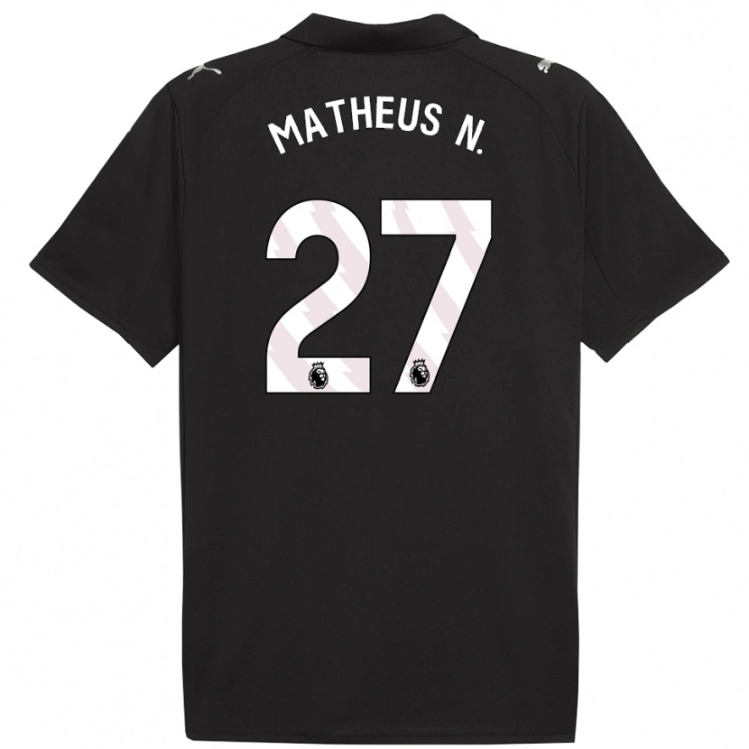 Danxen Homme Maillot Matheus Nunes #27 Noir Blanc Tenues Extérieur 2025/26 T-Shirt