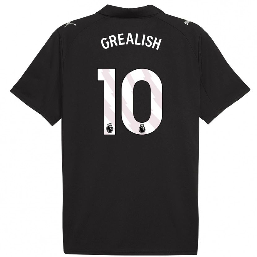 Danxen Homme Maillot Jack Grealish #10 Noir Blanc Tenues Extérieur 2025/26 T-Shirt
