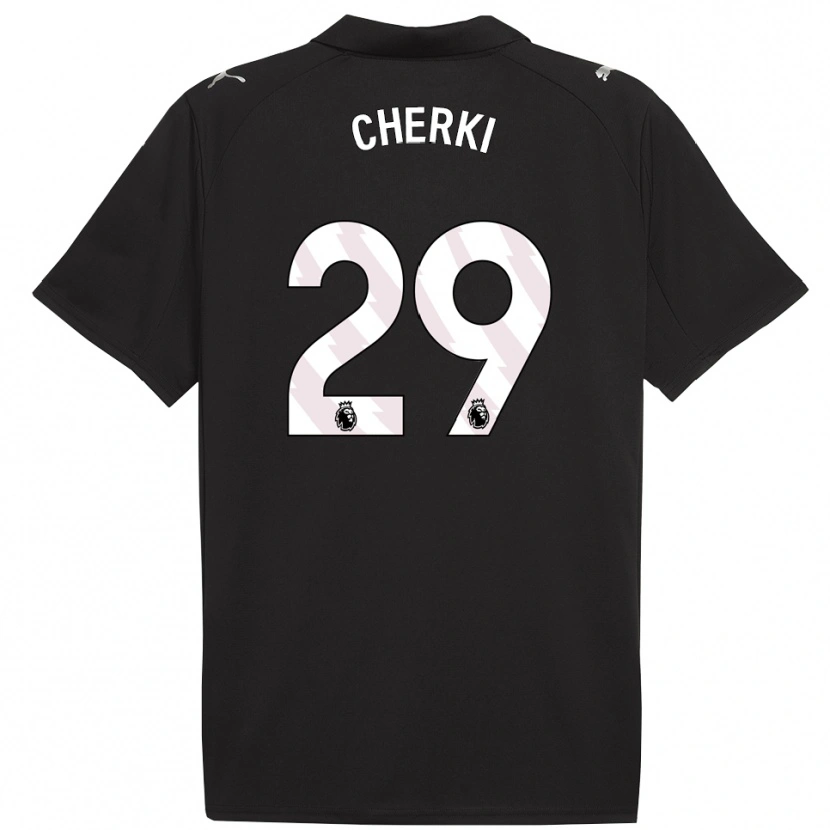 Danxen Homme Maillot Rayan Cherki #29 Noir Blanc Tenues Extérieur 2025/26 T-Shirt